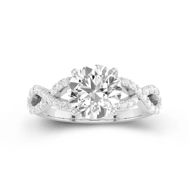 2.00ct Moissanite Engagement Ring 18K White Gold