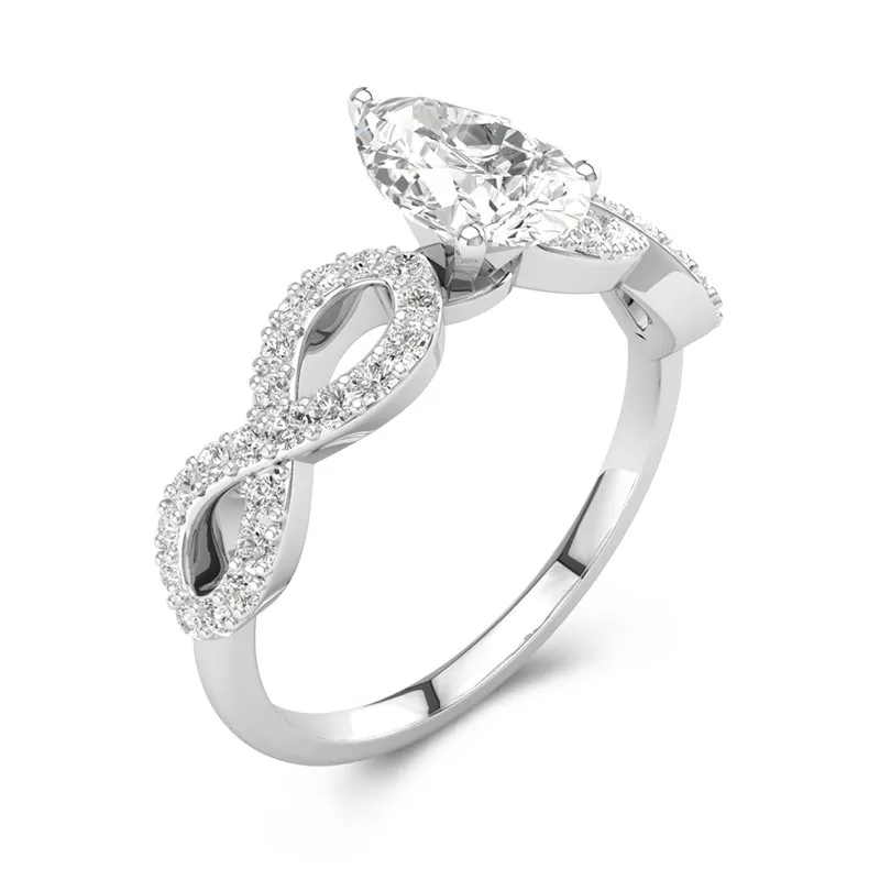 1.00ct Moissanite Engagement Ring 18K White Gold