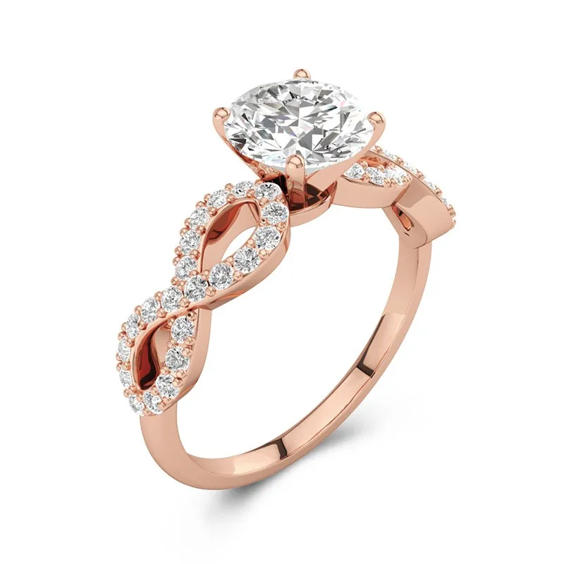 1.00ct Moissanite Engagement Ring 14K Rose Gold