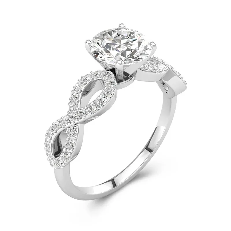 1.00ct Moissanite Engagement Ring 14K White Gold