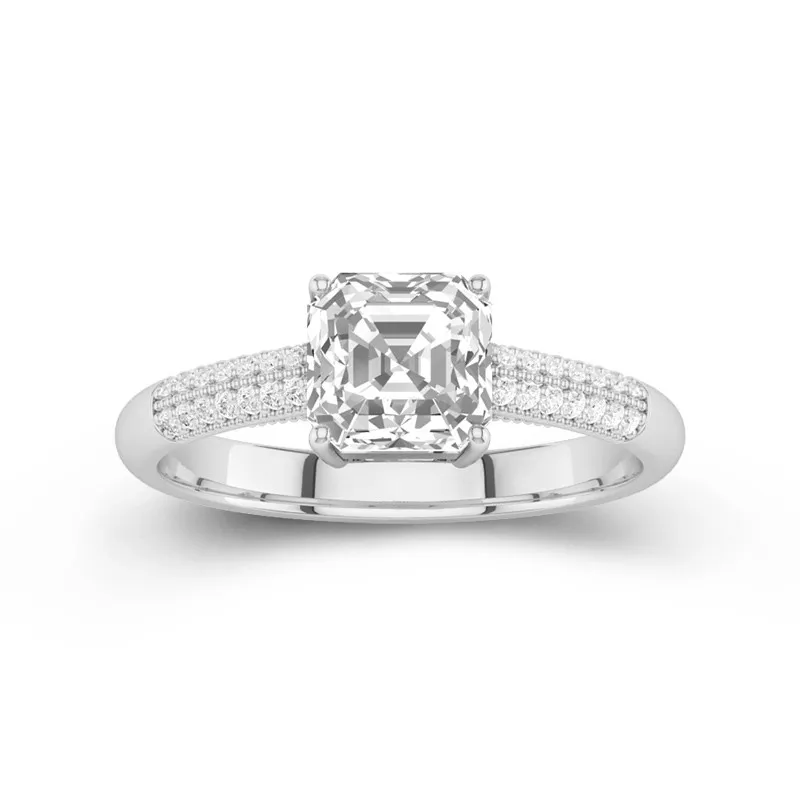 Rétro Asscher 1.50ct Moissanite Bague de fiançailles