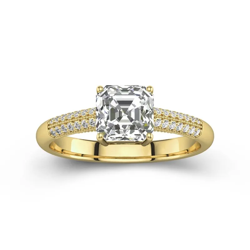 Retro Asscher 1.50ct Moissanite Engagement Ring