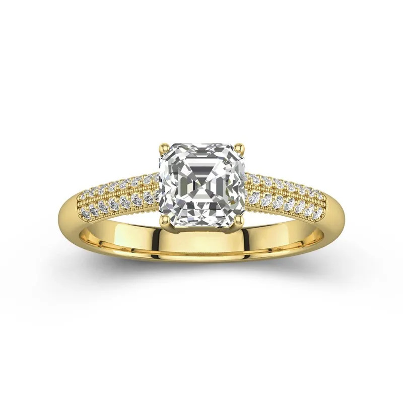 Retro Asscher 1.00ct Moissanite Engagement Ring