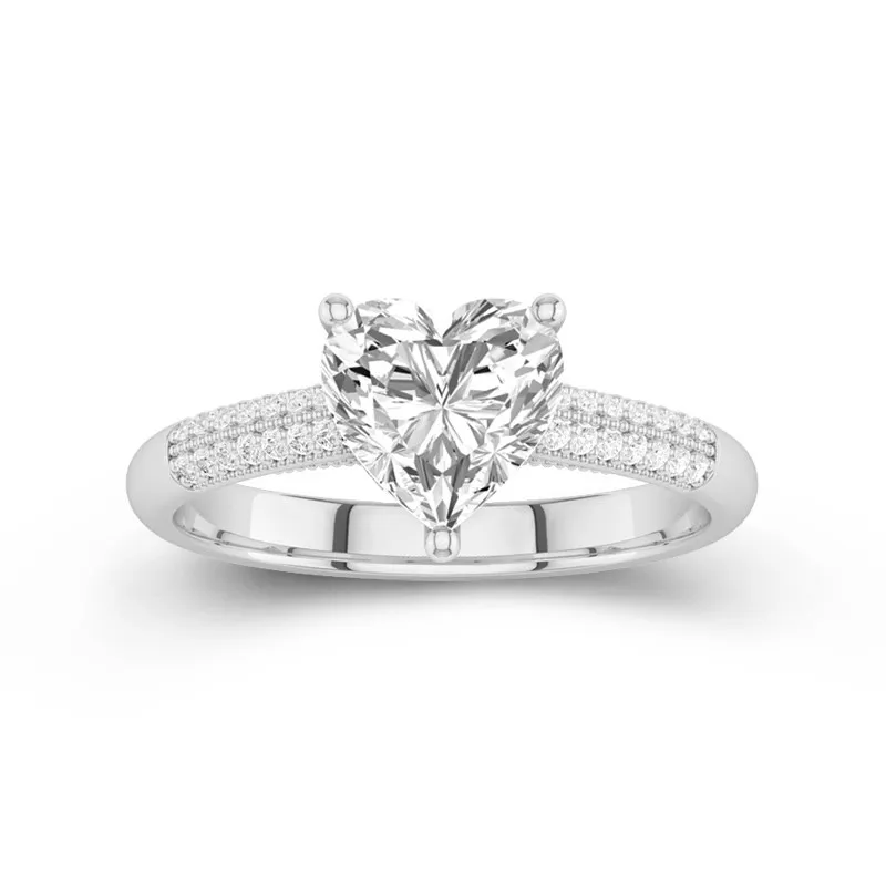 Rétro Cœur 1.50ct Moissanite Bague de fiançailles