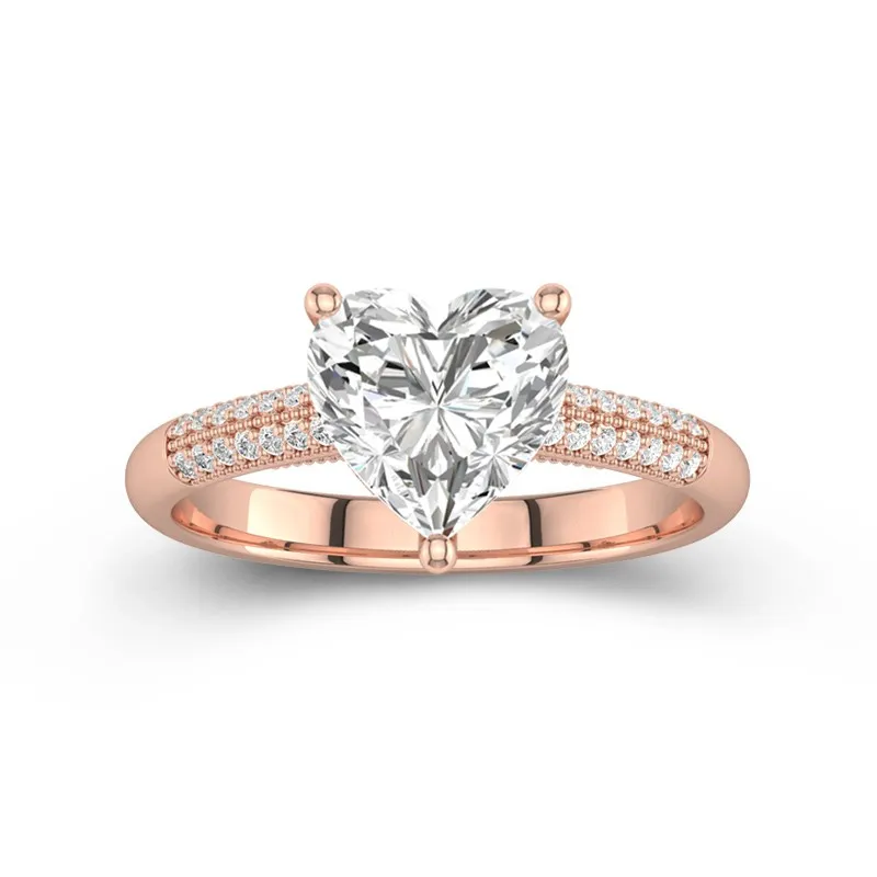 Rétro Cœur 2.00ct Moissanite Bague de fiançailles