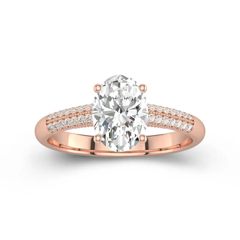 Rétro Ovale 2.00ct Moissanite Bague de fiançailles