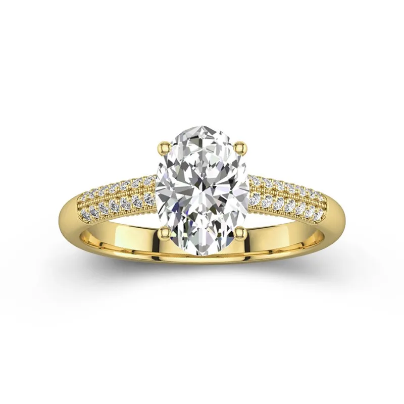 Rétro Ovale 2.00ct Moissanite Bague de fiançailles