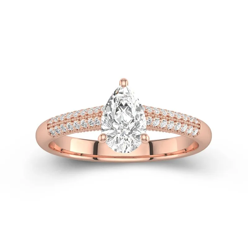 1.00ct Moissanite Engagement Ring 14K Rose Gold