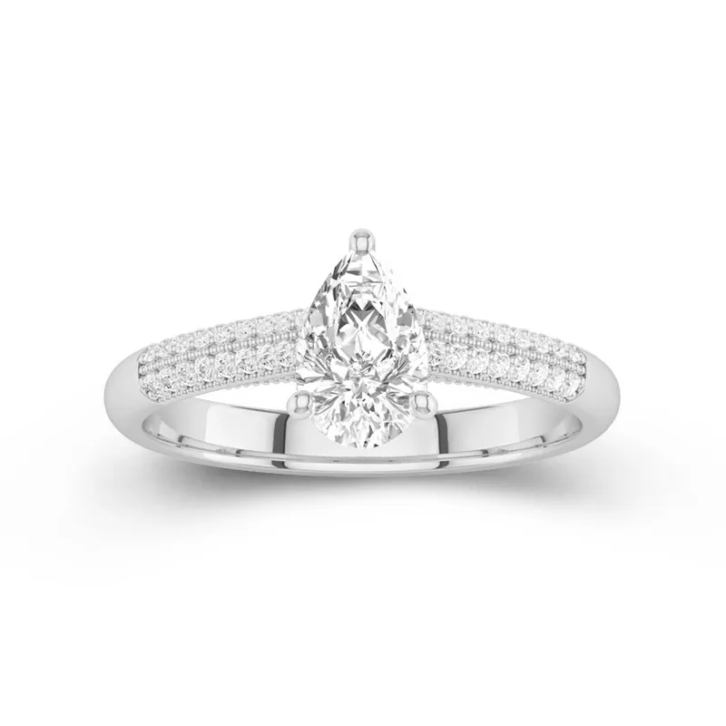 1.00ct Moissanite Engagement Ring 14K White Gold