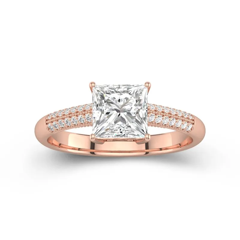 1.50ct Moissanite Engagement Ring 14K Rose Gold