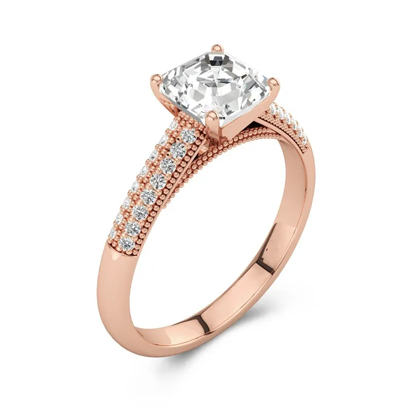 1.00ct Moissanite Engagement Ring 14K Rose Gold