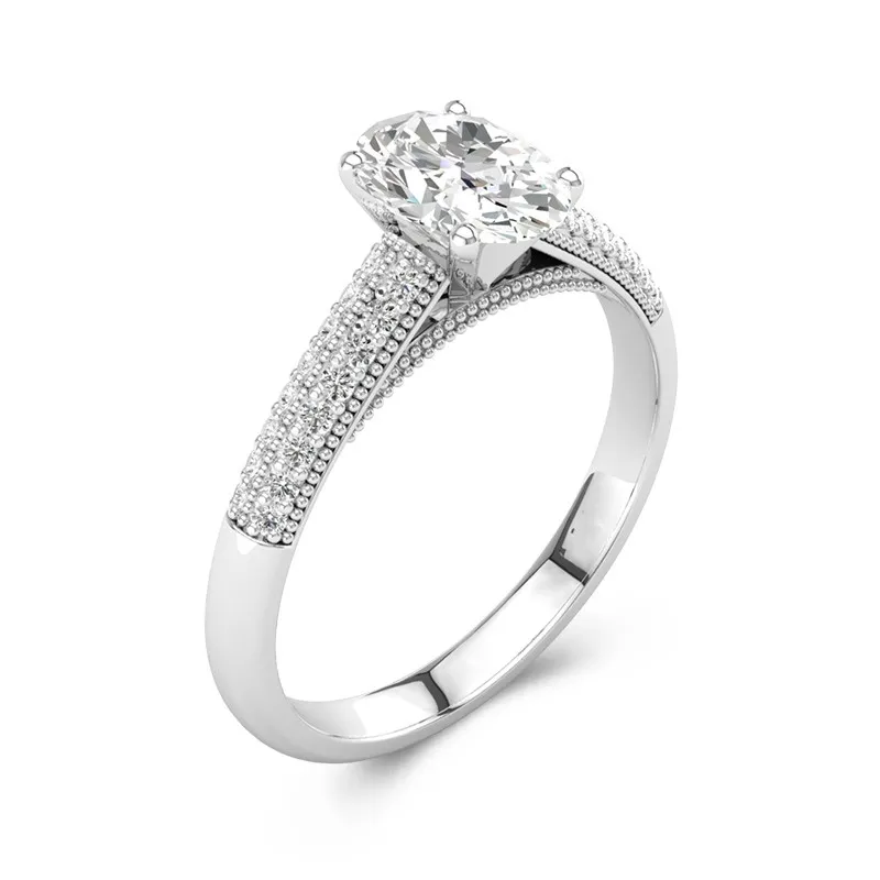 Rétro Ovale 2.00ct Moissanite Bague de fiançailles