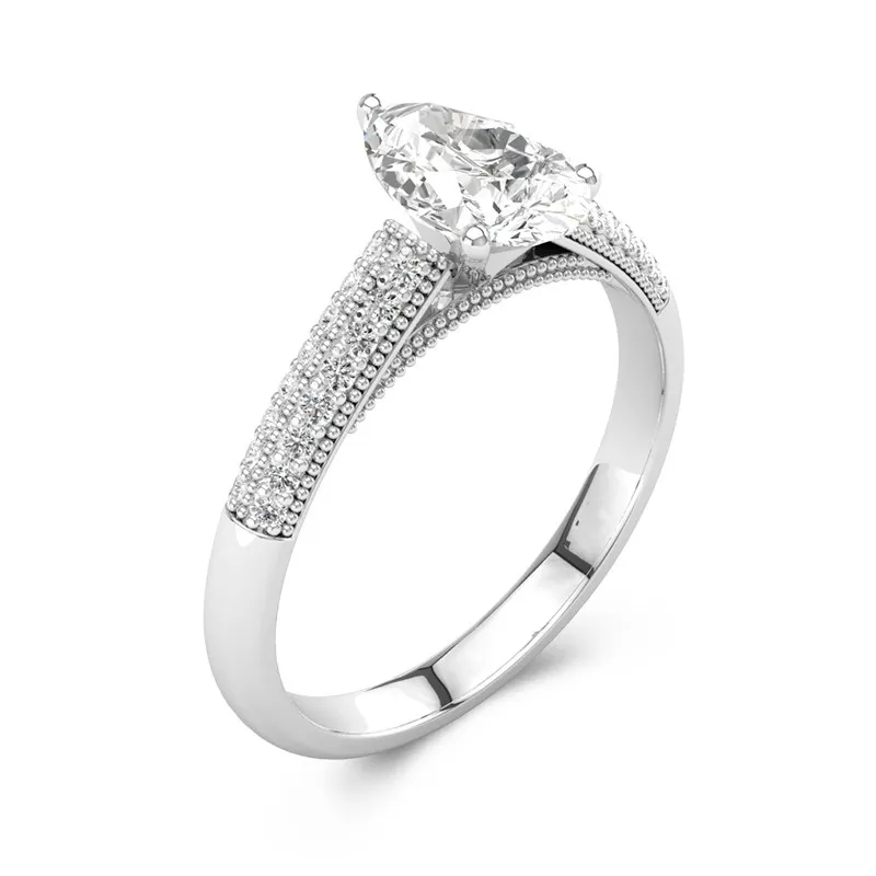 Retro Pear 1.00ct Moissanite Engagement Ring