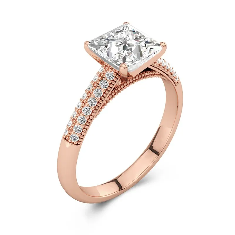 Retro Princess 1.00ct Moissanite Engagement Ring
