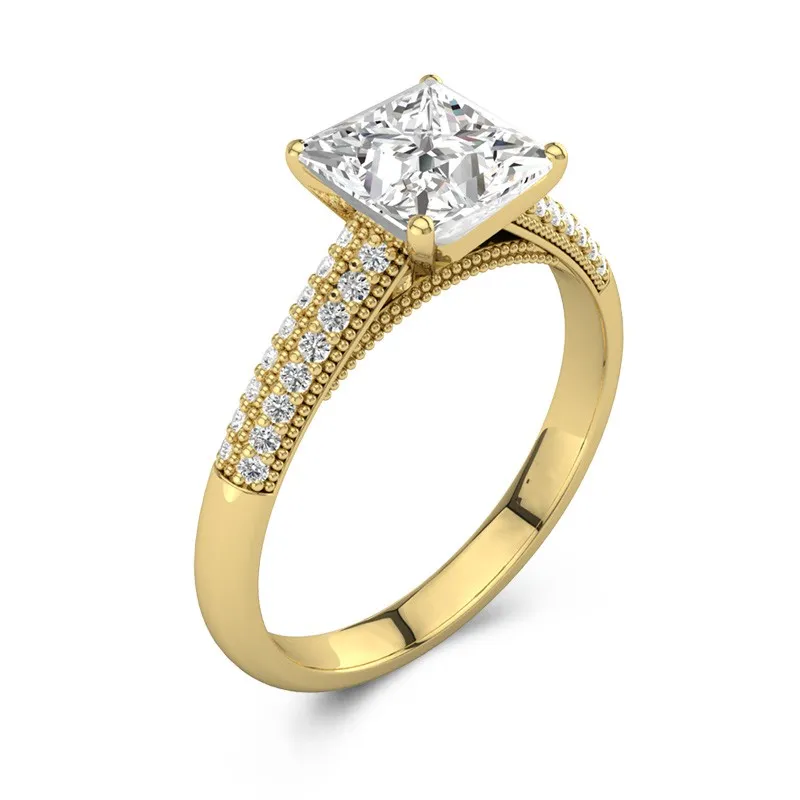 Retro Princess 1.00ct Moissanite Engagement Ring