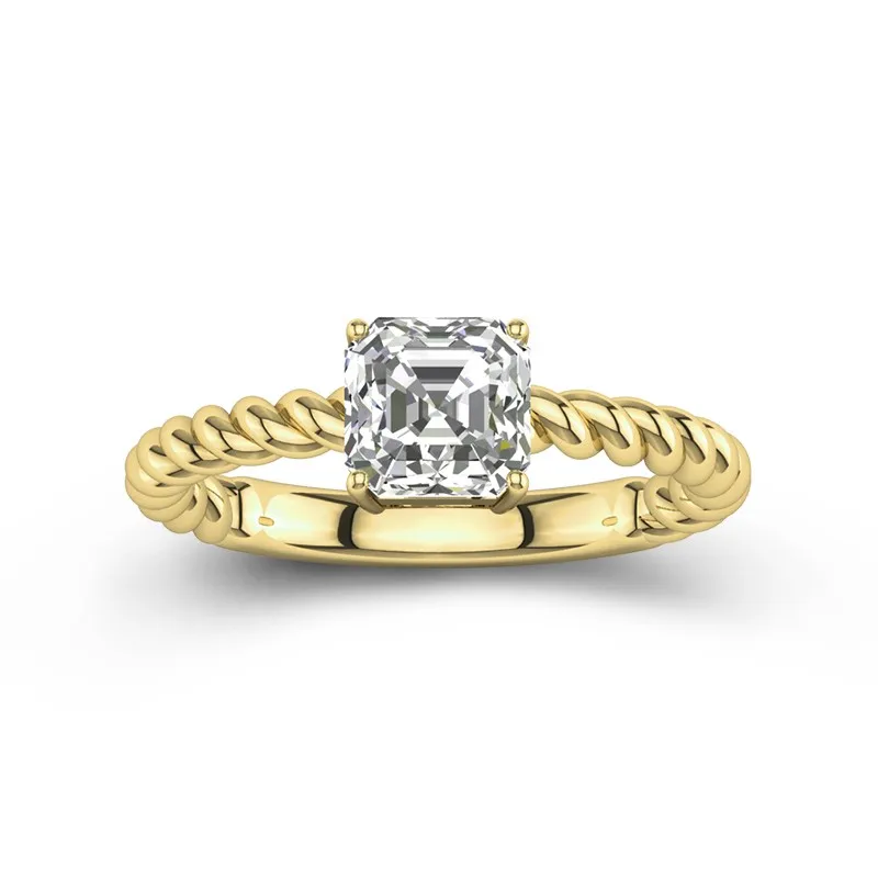 Modern Asscher 1.50ct Moissanite Engagement Ring