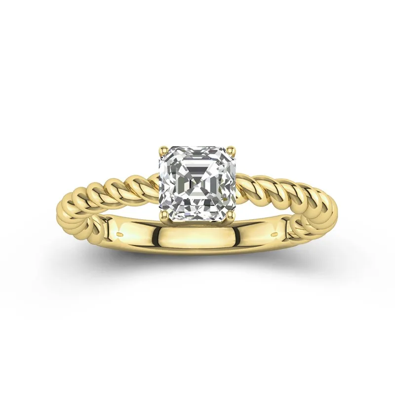 Modern Asscher 1.00ct Moissanite Engagement Ring