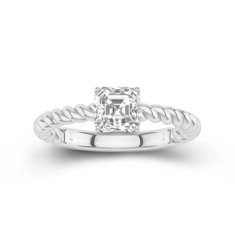 Modern Asscher 1.00ct Moissanite Engagement Ring