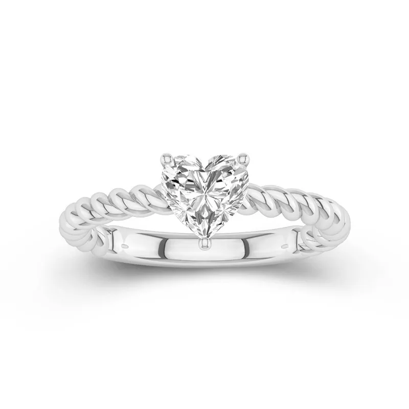 Modern Heart 1.00ct Moissanite Engagement Ring