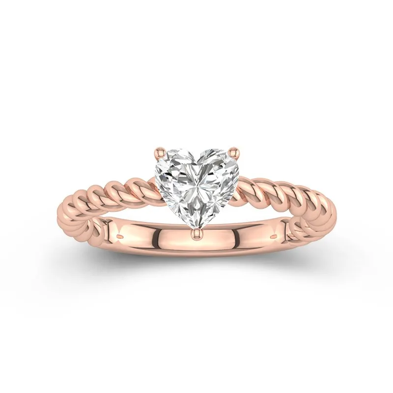 Modern Heart 1.00ct Moissanite Engagement Ring