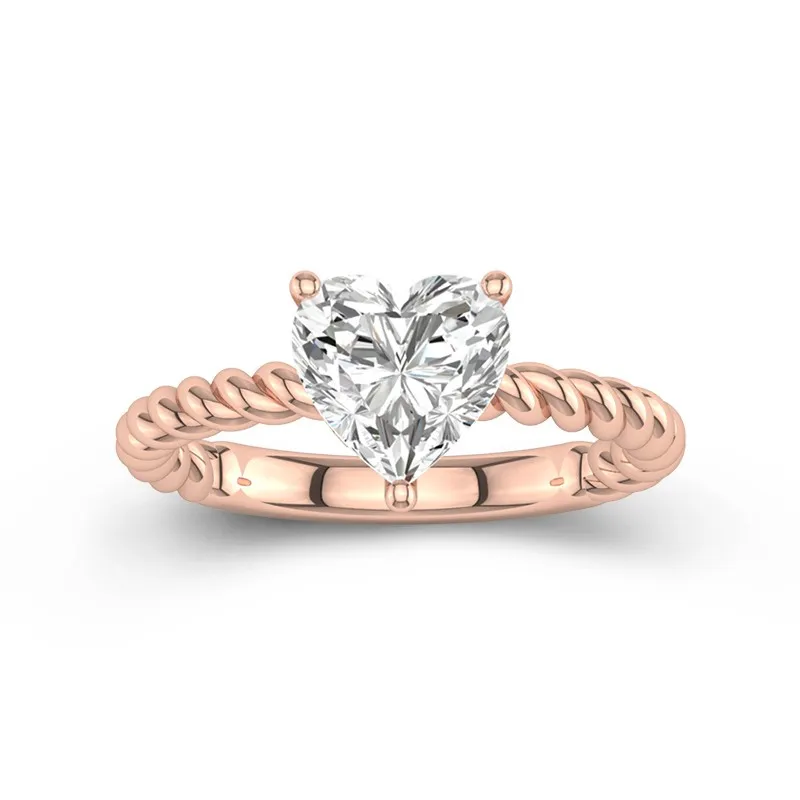 Modern Heart 2.00ct Moissanite Engagement Ring