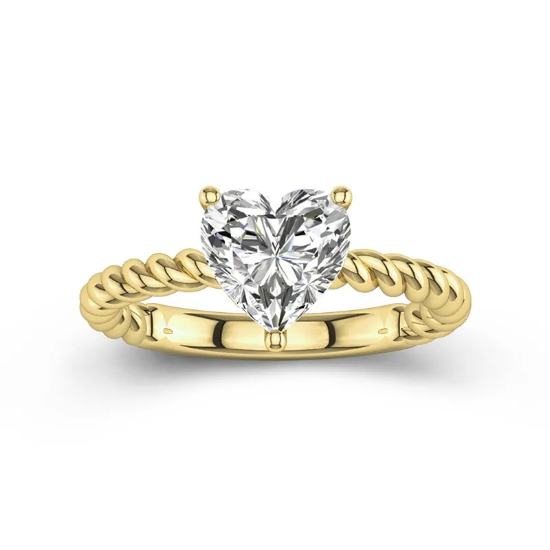 Modern Heart 2.00ct Moissanite Engagement Ring