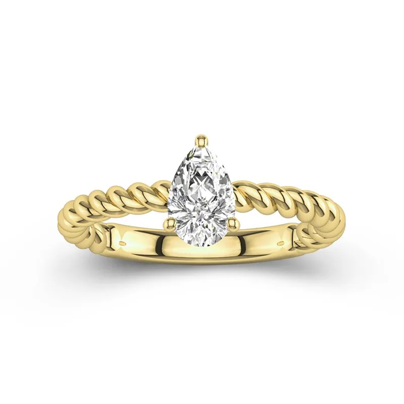Modern Pear 1.00ct Moissanite Engagement Ring