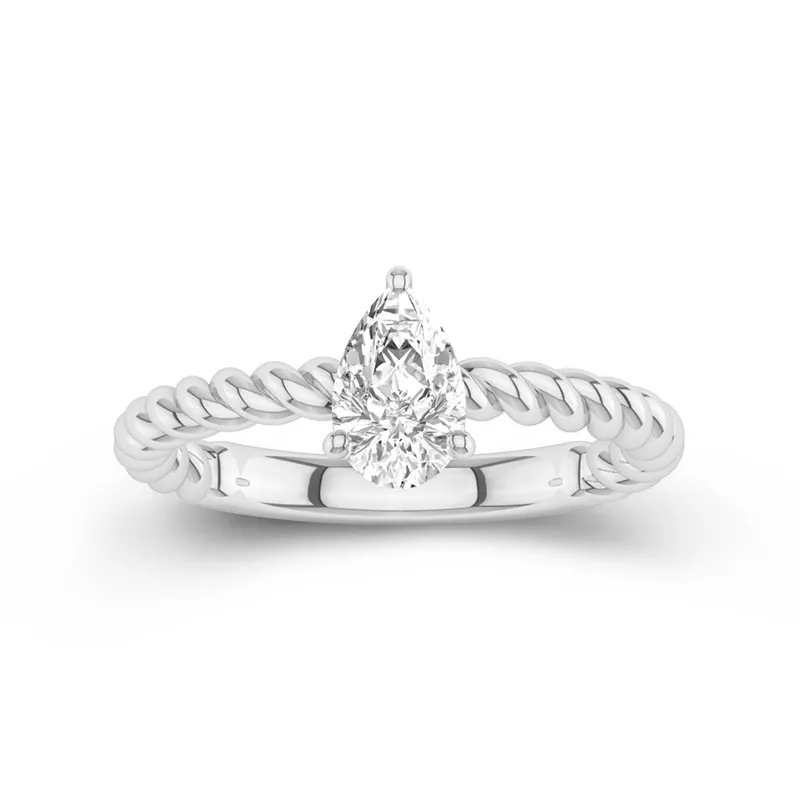 Modern Pear 1.00ct Moissanite Engagement Ring