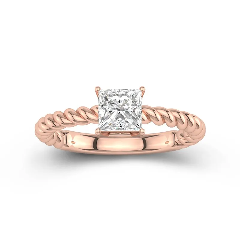 Modern Princess 1.00ct Moissanite Engagement Ring