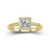 Modern Asscher 1.00ct Moissanite Engagement Ring Signet Engagement Ring