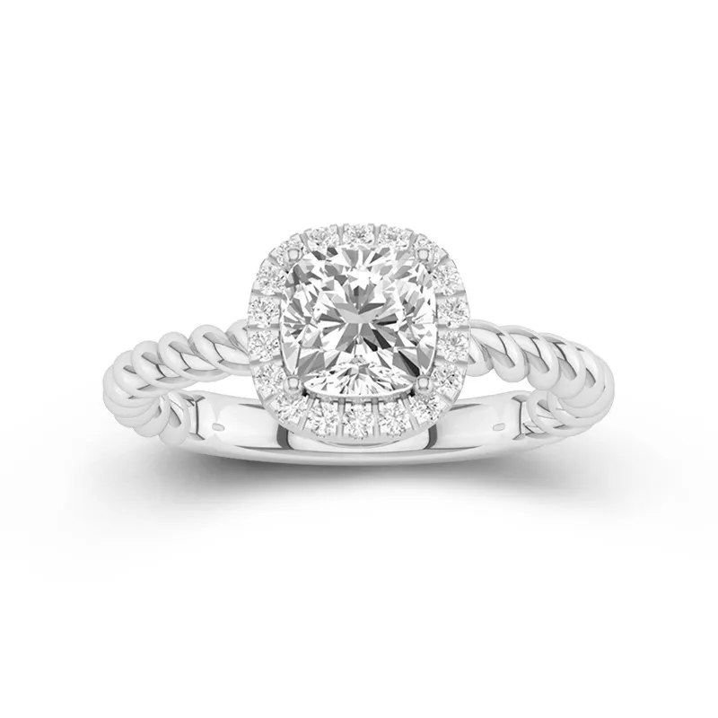 Spiral Wire Halo Engagement Ring 1.50ct Moissanite