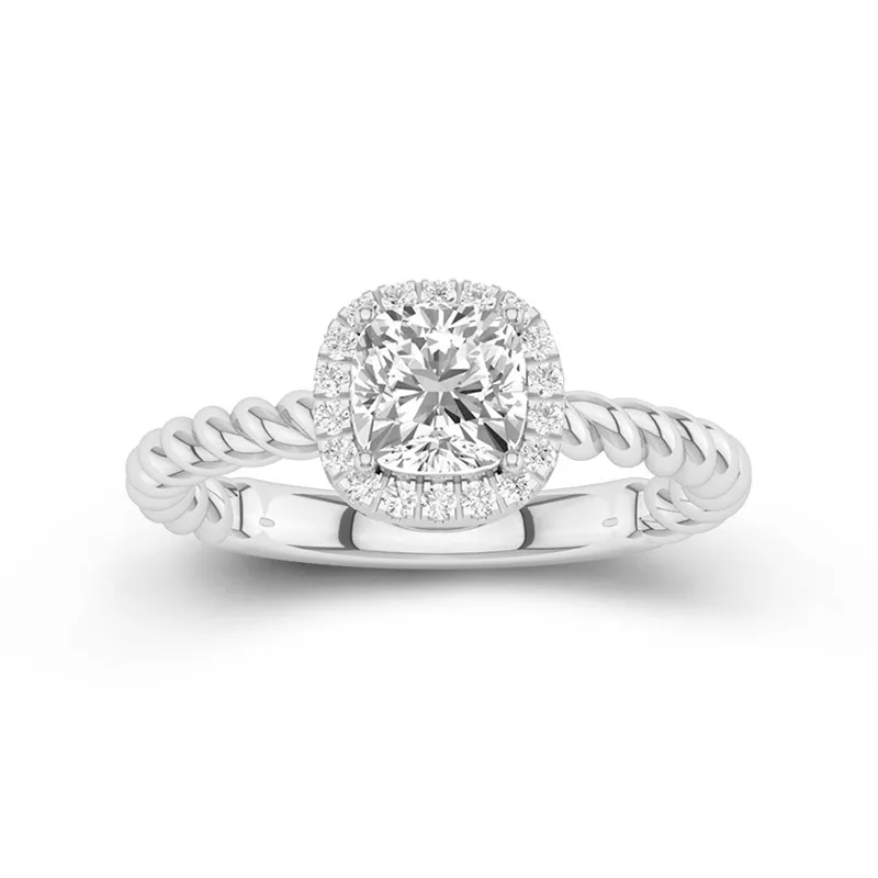 Spiral Wire Halo Engagement Ring 1.00ct Moissanite