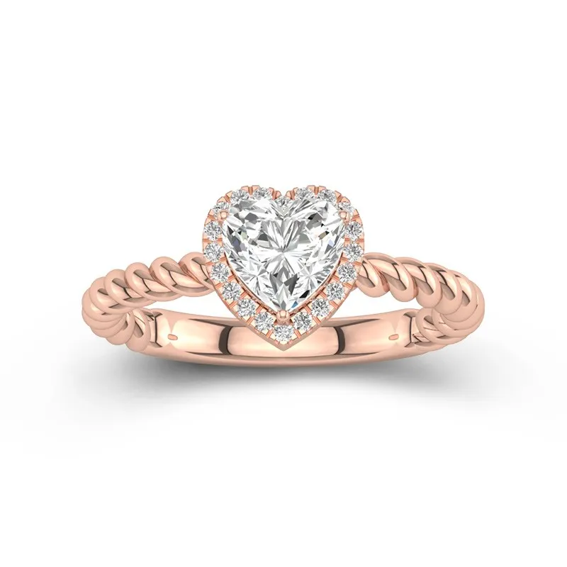 Modern Heart 1.00ct Moissanite Engagement Ring Signet Engagement Ring