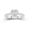 Modern Heart 1.00ct Moissanite Engagement Ring Signet Engagement Ring