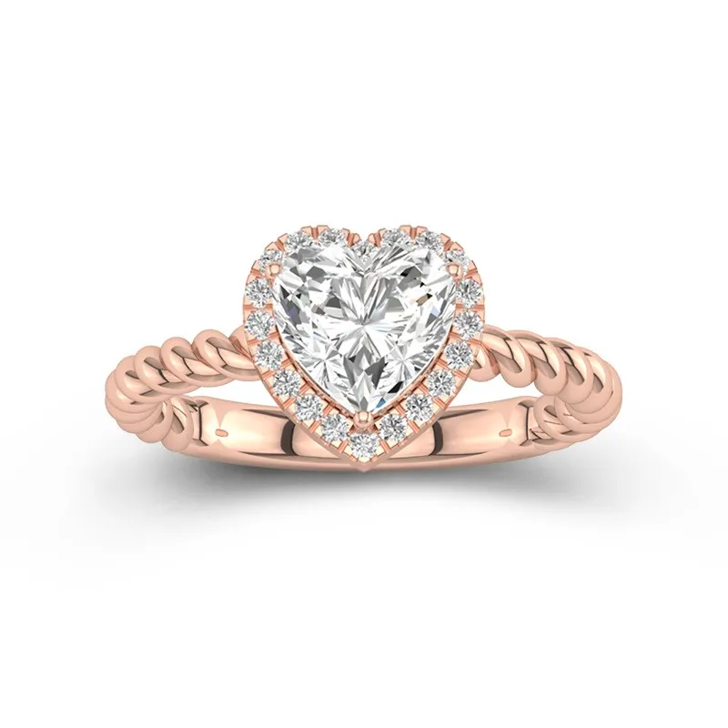 Modern Heart 2.00ct Moissanite Engagement Ring Signet Engagement Ring