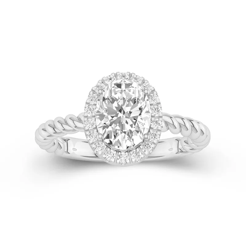 Spiral Wire Halo Engagement Ring 2.00ct Moissanite