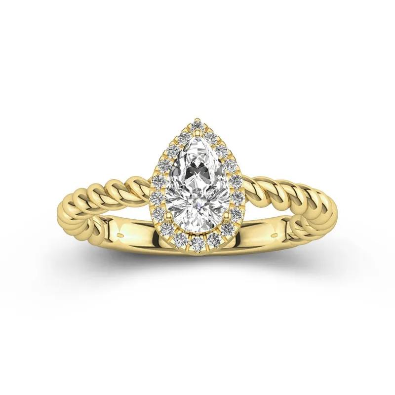 Modern Pear 1.00ct Moissanite Engagement Ring Signet Engagement Ring