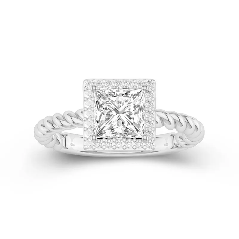 Modern Princess 1.50ct Moissanite Engagement Ring Signet Engagement Ring