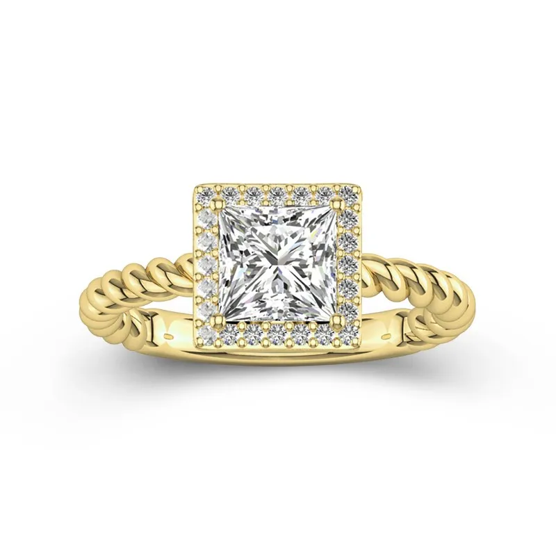 Modern Princess 1.50ct Moissanite Engagement Ring Signet Engagement Ring