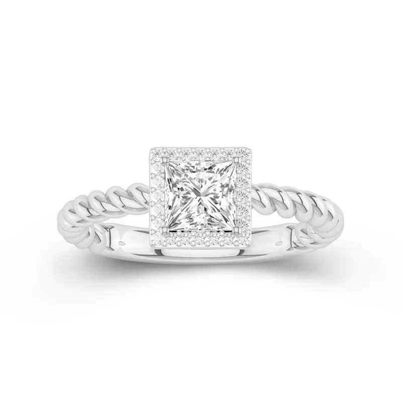 Modern Princess 1.00ct Moissanite Engagement Ring Signet Engagement Ring