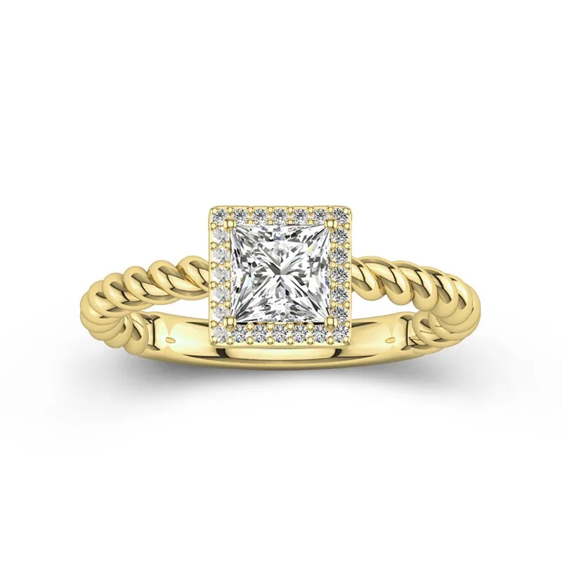 Modern Princess 1.00ct Moissanite Engagement Ring Signet Engagement Ring