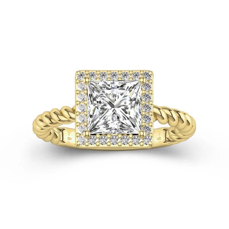 Modern Princess 2.00ct Moissanite Engagement Ring Signet Engagement Ring