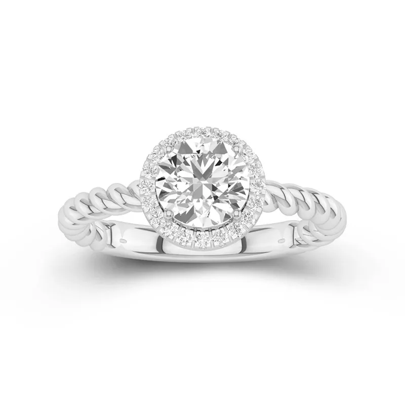 Spiral Wire Halo Engagement Ring 1.50ct Moissanite