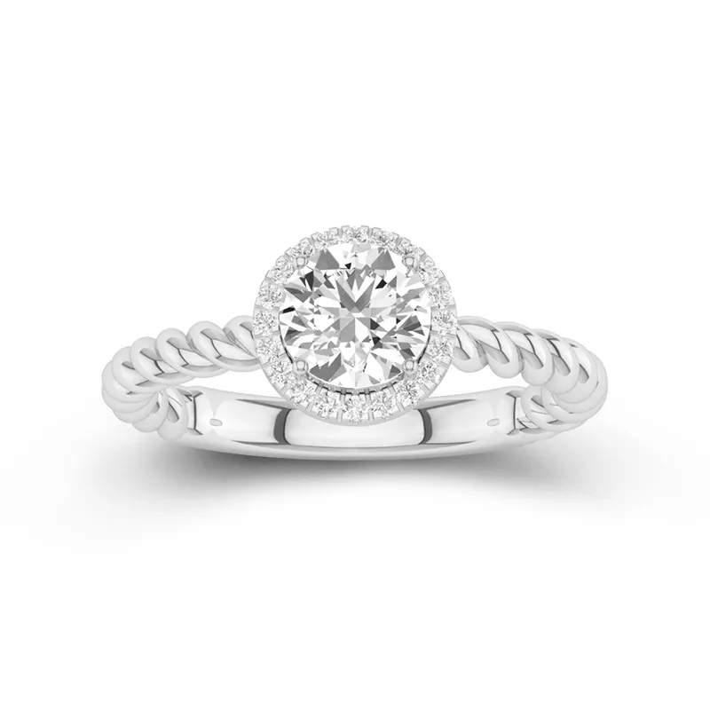 Spiral Wire Halo Engagement Ring 1.00ct Moissanite