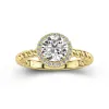 Modern Round 2.00ct Moissanite Engagement Ring Signet Engagement Ring