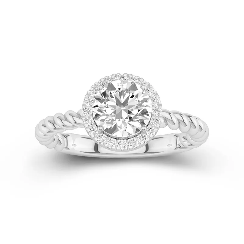 Spiral Wire Halo Engagement Ring 2.00ct Moissanite