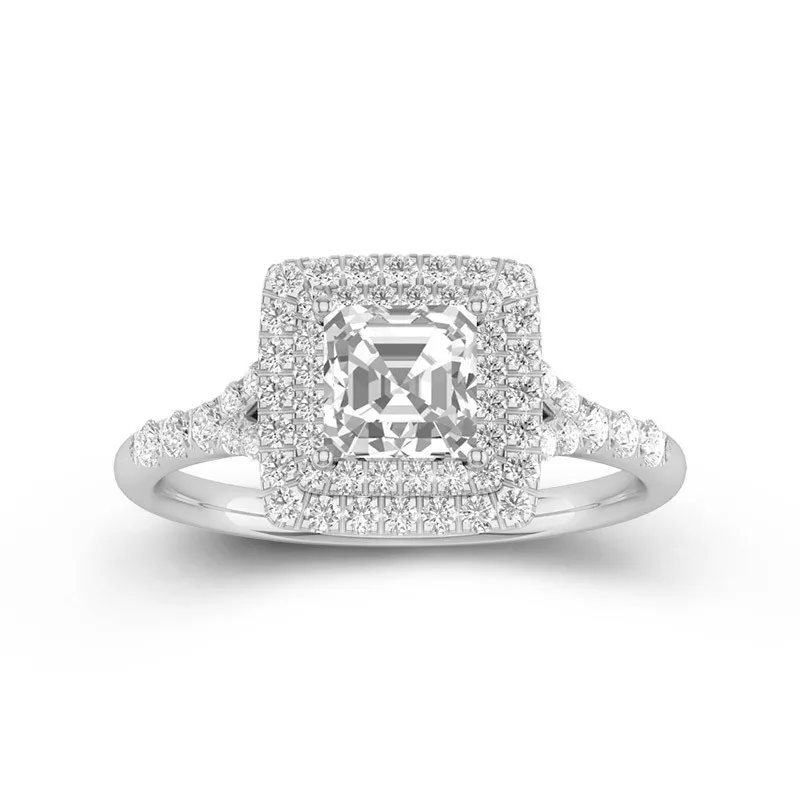 Luxury Asscher 1.00ct Moissanite Engagement Ring