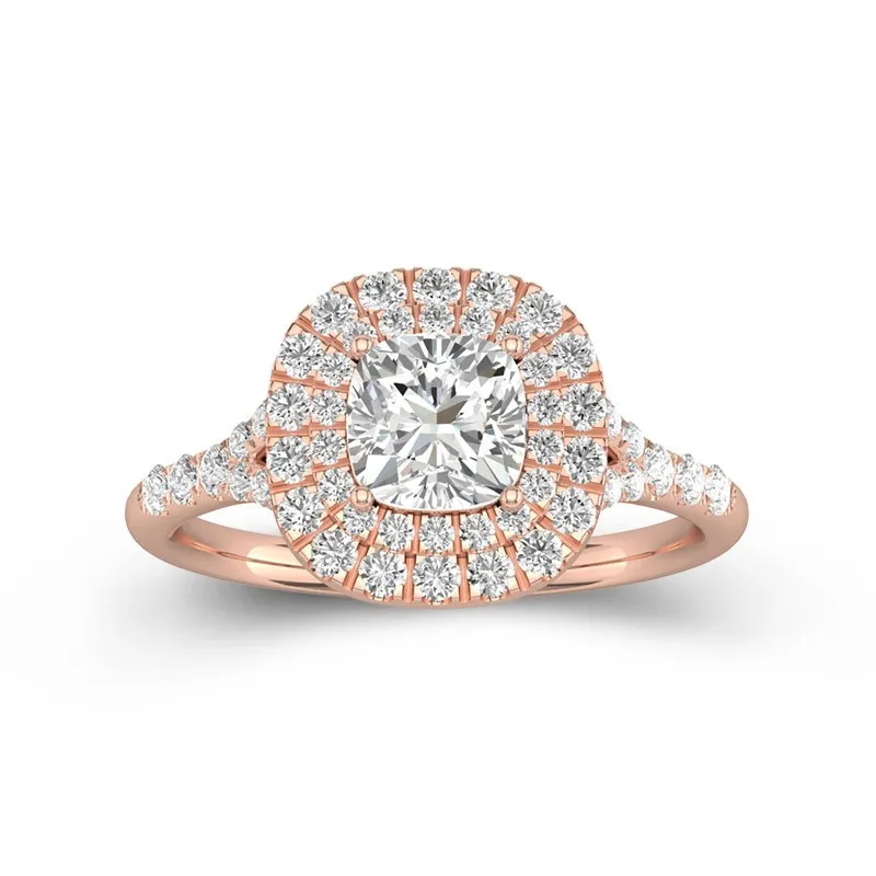 Le luxe Coussin 1.00ct Moissanite Bague de fiançailles