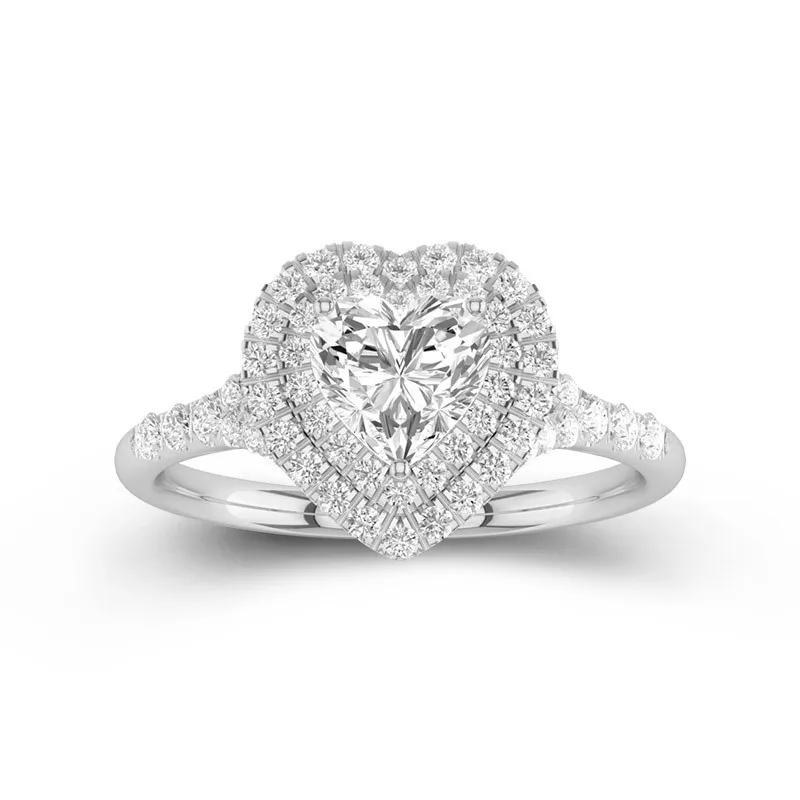 Le luxe Cœur 1.00ct Moissanite Bague de fiançailles