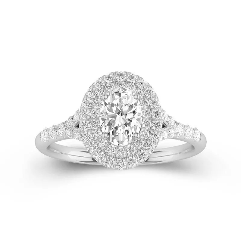 Le luxe Ovale 1.00ct Moissanite Bague de fiançailles